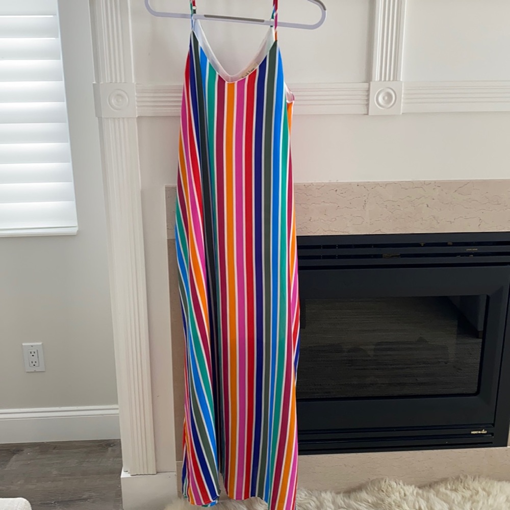 Peach Love California rainbow striped maxi dress